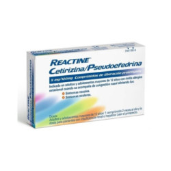 Reactine cetirizina pseudoefedrina 5 mg 120 mg 14 comprimidos liberacion prolongada